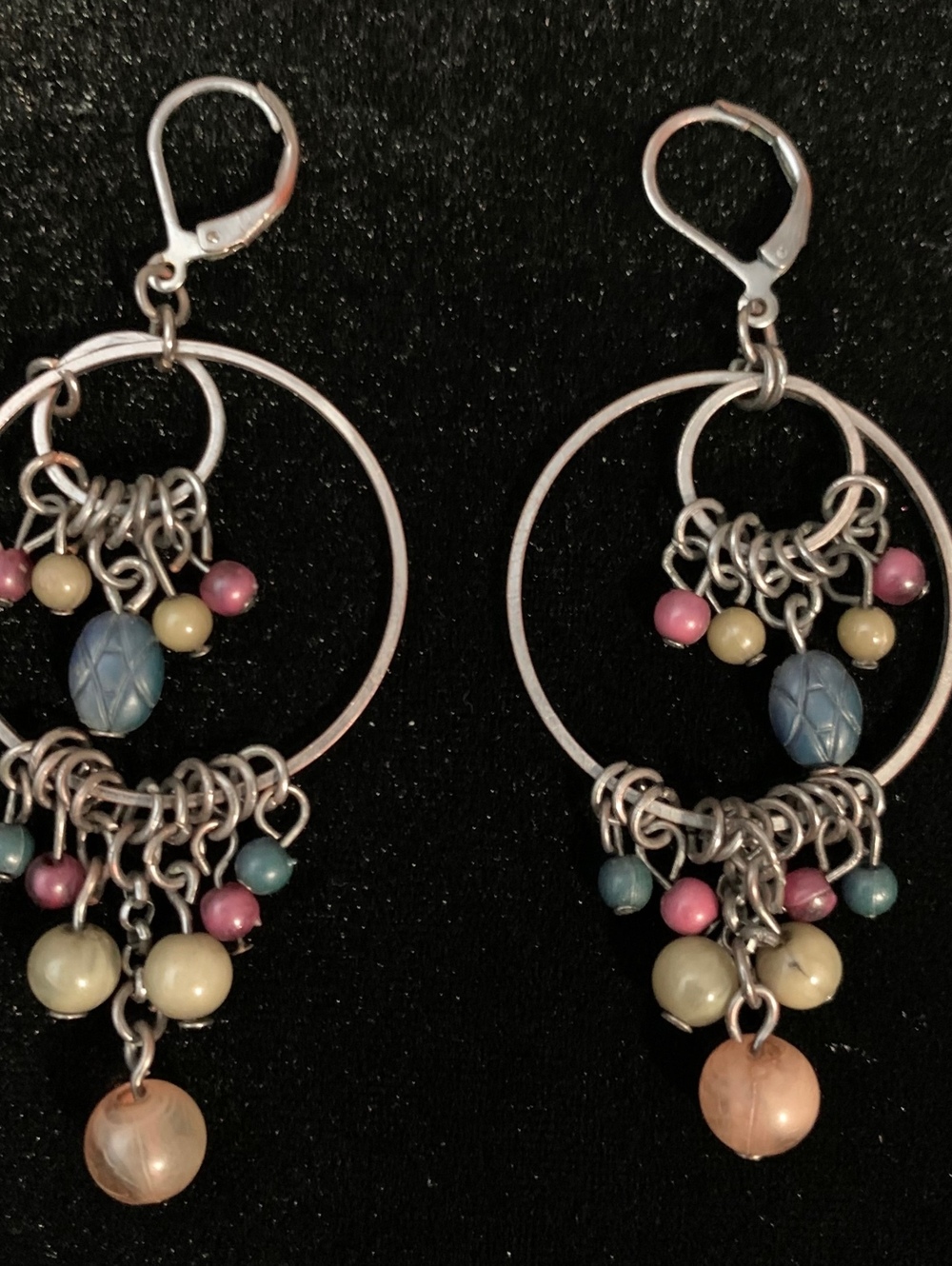 Whimsigoth Colorful Beaded Hoop Earrings Whimsy Multicolor Boho Statement Dangle